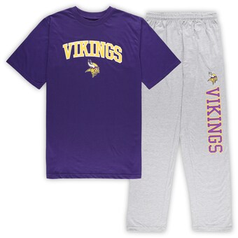 Men's Minnesota Vikings Concepts Sport Purple/Heather Gray Big & Tall T-Shirt & Pants Sleep Set