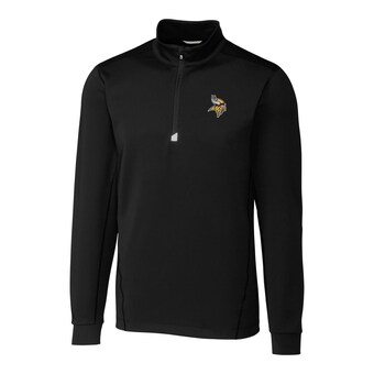 Men's Minnesota Vikings Cutter & Buck Black Big & Tall Traverse Quarter-Zip Pullover Jacket