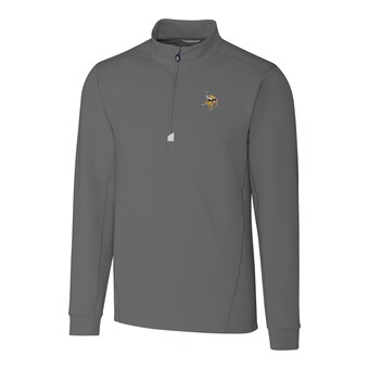 Men's Minnesota Vikings Cutter & Buck Gray Big & Tall Traverse Half-Zip Pullover Jacket