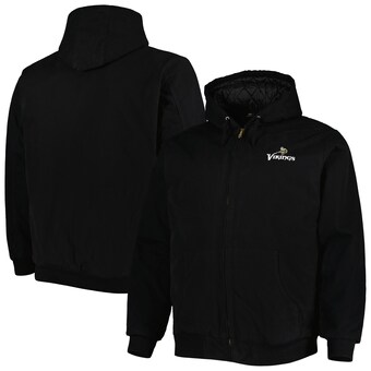 Men's Minnesota Vikings Dunbrooke Black Big & Tall Dakota Canvas Hoodie Full-Zip Jacket