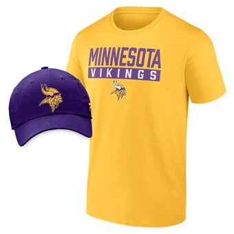 Men's Minnesota Vikings Fanatics Gold/Purple T-Shirt & Adjustable Hat Combo Pack