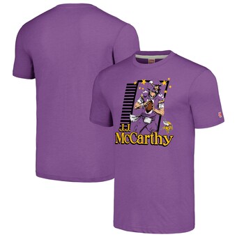 Men's Minnesota Vikings J.J. McCarthy Homage Purple Caricature Player Tri-Blend T-Shirt