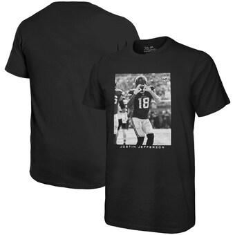 Men's Minnesota Vikings Justin Jefferson Majestic Threads Black Oversized Player Image T-Shirt