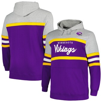 Men's Minnesota Vikings  Mitchell & Ness Heather Gray/Purple Big & Tall Head Coach Pullover Hoodie