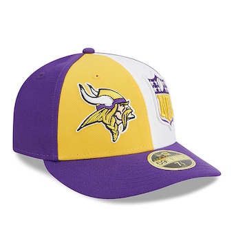 Men's Minnesota Vikings  New Era Gold/Purple 2023 Sideline Low Profile 59FIFTY Fitted Hat