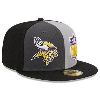 Men's Minnesota Vikings  New Era Gray/Black 2023 Sideline 59FIFTY Fitted Hat