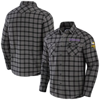 Men's Minnesota Vikings NFL x Darius Rucker Collection by Fanatics Gray Flannel Long Sleeve Button-Up Shirt