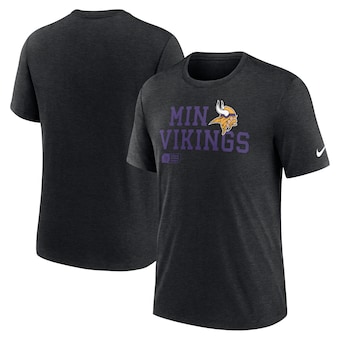 Men's Minnesota Vikings Nike Black Overlap Lockup Tri-Blend T-Shirt