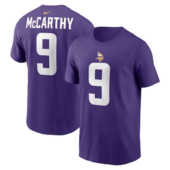 Men's Minnesota Vikings J.J. McCarthy Nike Purple 2024 NFL Draft First Round Pick Name & Number T-Shirt