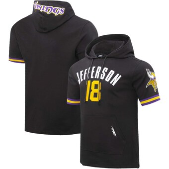 Men's Minnesota Vikings Justin Jefferson Pro Standard Black Player Name & Number Hoodie T-Shirt