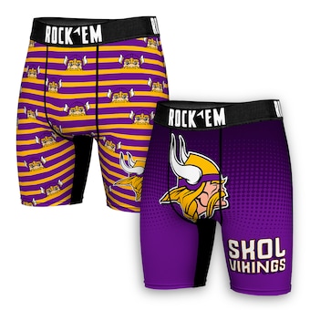 Men's Minnesota Vikings  Rock Em Socks Purple Two-Pack Mascot Slogan Boxer Briefs