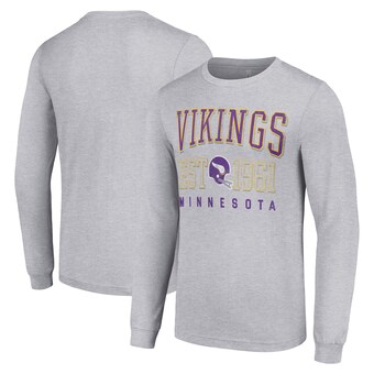 Men's Minnesota Vikings Starter Heather Gray Throwback Logo Long Sleeve T-Shirt