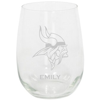 Minnesota Vikings 15oz. Personalized Stemless Etched Glass Tumbler