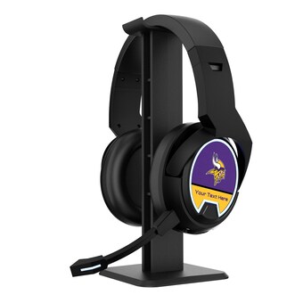 Minnesota Vikings Personalized Bluetooth Gaming Headphones & Stand
