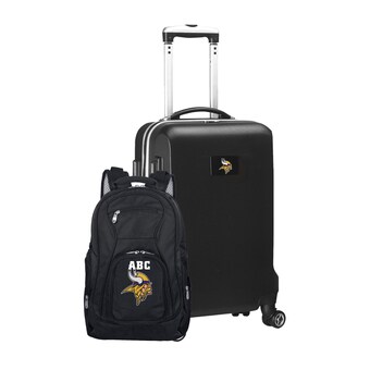 Minnesota Vikings MOJO Black Personalized Deluxe 2-Piece Backpack & Carry-On Set