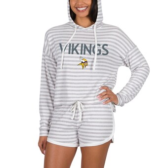 Women's Minnesota Vikings Concepts Sport Cream Visibility Long Sleeve Hoodie T-Shirt & Shorts Set