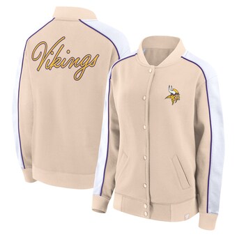 Women's Minnesota Vikings Fanatics Tan Lounge Full-Snap Varsity Jacket