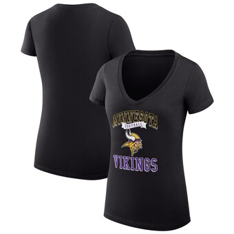 Women's Minnesota Vikings G-III 4Her by Carl Banks Black Team Logo Graphic Fitted V-Neck T-Shirt