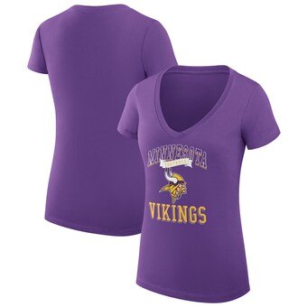 Women's Minnesota Vikings G-III 4Her by Carl Banks Purple Team Logo Graphic Fitted V-Neck T-Shirt