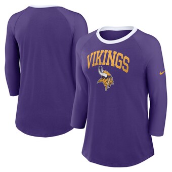 Women's Minnesota Vikings Nike Purple Raglan 3/4 Sleeve T-Shirt