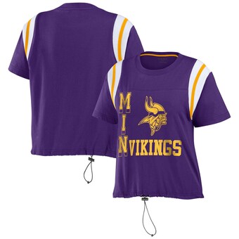Women's Minnesota Vikings WEAR by Erin Andrews Purple Cinched Colorblock T-Shirt