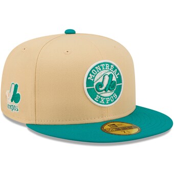  Men's Montreal Expos New Era Natural/Teal Cooperstown Collection Mango Forest 59FIFTY fitted hat