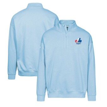 Men's Montreal Expos Levelwear Light Blue Murray Core Logo Quarter-Zip Pullover Top