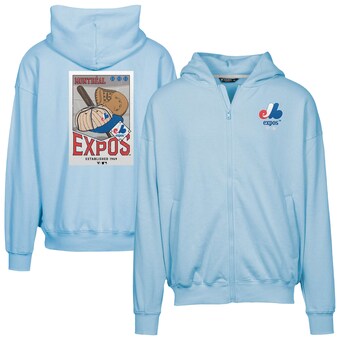 Men's Montreal Expos Levelwear Powder Blue Uphill Cooperstown Collection Core Logo Full-Zip Hoodie