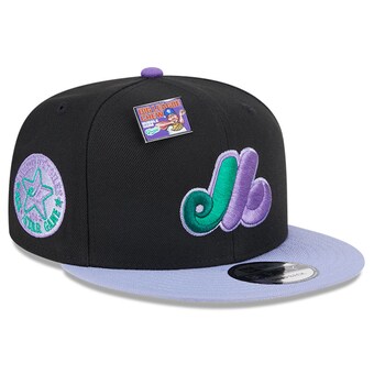 Men's Montreal Expos New Era Black/Purple Grape Big League Chew Flavor Pack 9FIFTY Snapback Hat