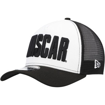 NASCAR New Era 9FORTY A-Frame Trucker Snapback Hat - Black/White