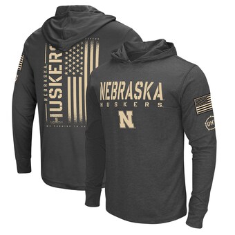 Nebraska Huskers Colosseum Team OHT Military Appreciation Long Sleeve Hoodie T-Shirt - Heather Black