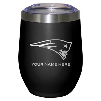 New England Patriots 12oz. Personalized Etched Stemless Tumbler - Black