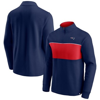 Men's New England Patriots Fanatics Navy/Red Block Party Quarter-Zip Jacket