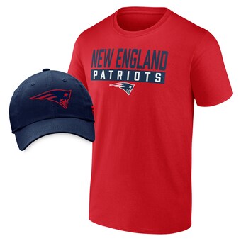 Men's New England Patriots Fanatics Red/Navy T-Shirt & Adjustable Hat Combo Pack