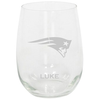 New England Patriots 15oz. Personalized Stemless Etched Glass Tumbler