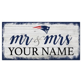 New England Patriots 6" x 12" Personalized Mr. & Mrs. Script Sign