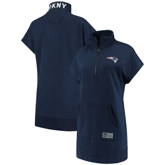 Women's New England Patriots DKNY Sport Navy Naomi Quarter-Zip Sneaker Dress