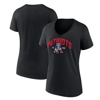 Women's New England Patriots Fanatics Black Plus Size Drop Back V-Neck T-Shirt