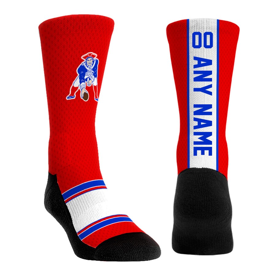 Youth New England Patriots  Rock Em Socks Red Throwback Jersey Custom Crew Socks