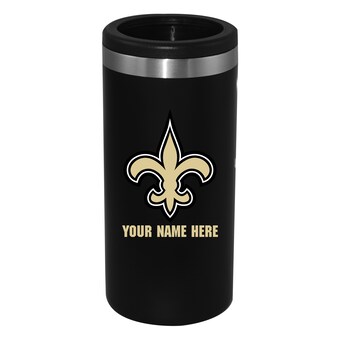 New Orleans Saints Black 12oz. Personalized Slim Can Holder