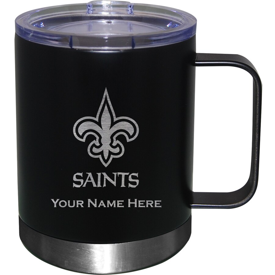 Black New Orleans Saints 12oz. Personalized Stainless Steel Lowball with Handle