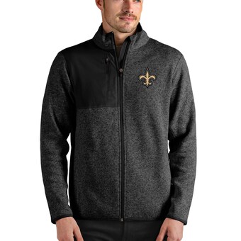 Men's New Orleans Saints Antigua Black Fortune Full-Zip Jacket