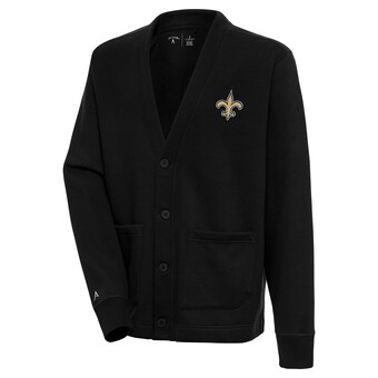 Men's New Orleans Saints  Antigua Black Victory Button-Up Cardigan