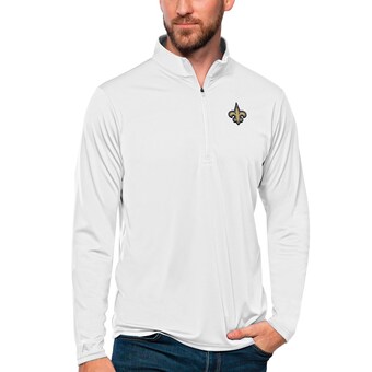 Men's New Orleans Saints Antigua White Tribute Quarter-Zip Lightweight Pullover Top