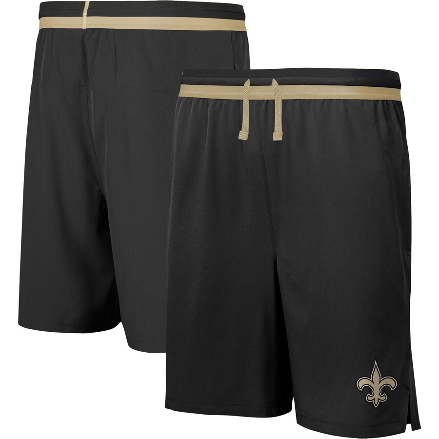 Men's New Orleans Saints Black Cool Down Tri-Color Elastic Training Shorts