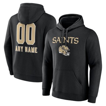 Men's New Orleans Saints Black Personalized Name & Number Team Wordmark Pullover Hoodie