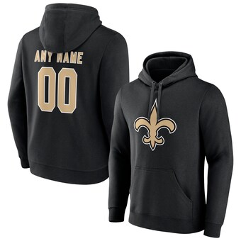 Men's Black New Orleans Saints Team Authentic Personalized Name & Number Pullover Hoodie