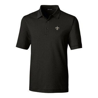 Men's Cutter & Buck Black New Orleans Saints Big & Tall Forge Pencil Stripe Polo