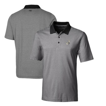 Men's New Orleans Saints Cutter & Buck Black Throwback Logo Big & Tall Forge Tonal Stripe Stretch Polo