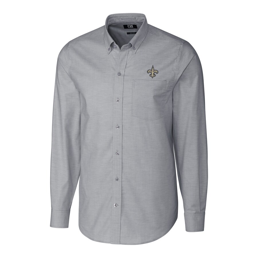 Men's New Orleans Saints Cutter & Buck Charcoal Big & Tall Stretch Oxford Long Sleeve Woven Button-Down Shirt